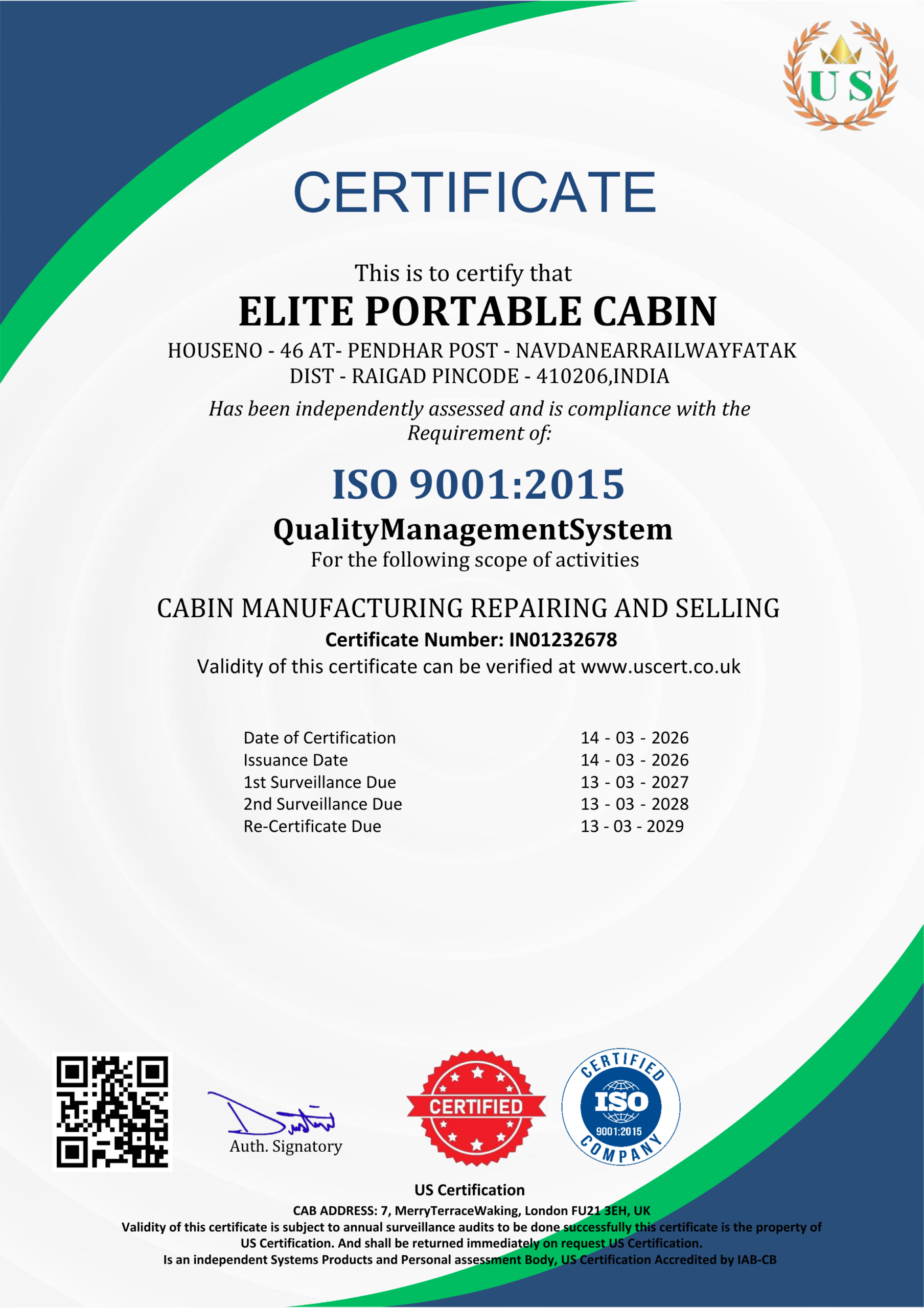 ISO Certificate